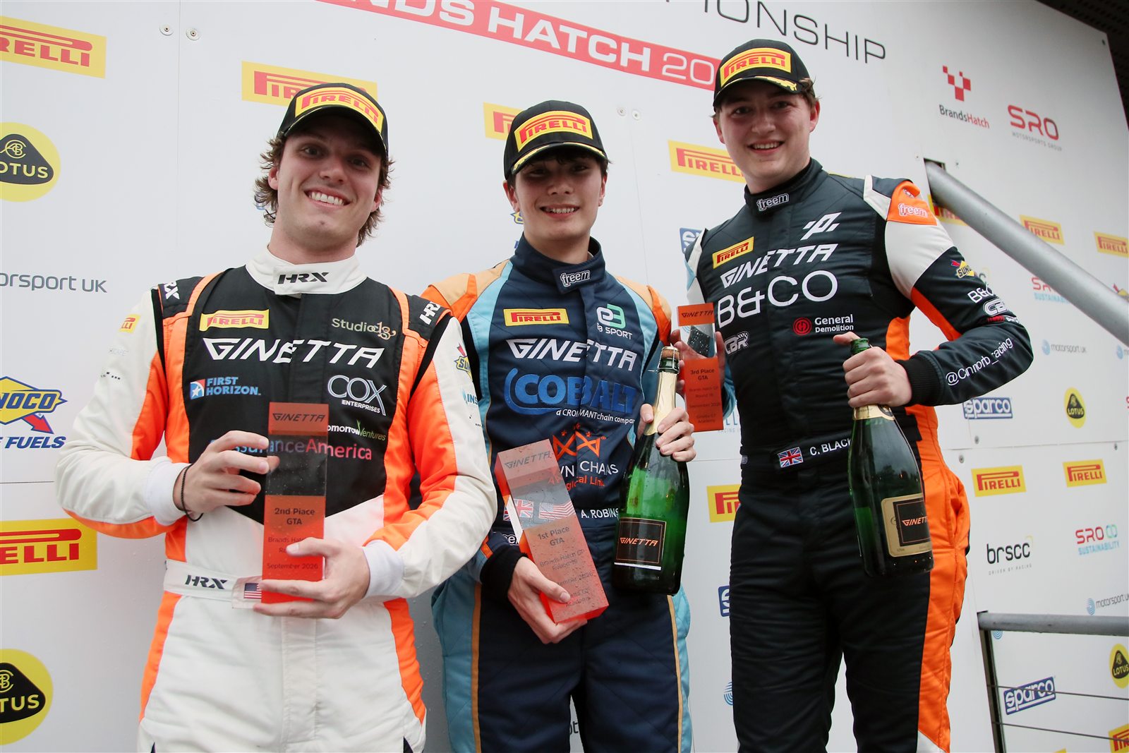 Andrew Robinson on the GT Academy podium at Brands Hatch