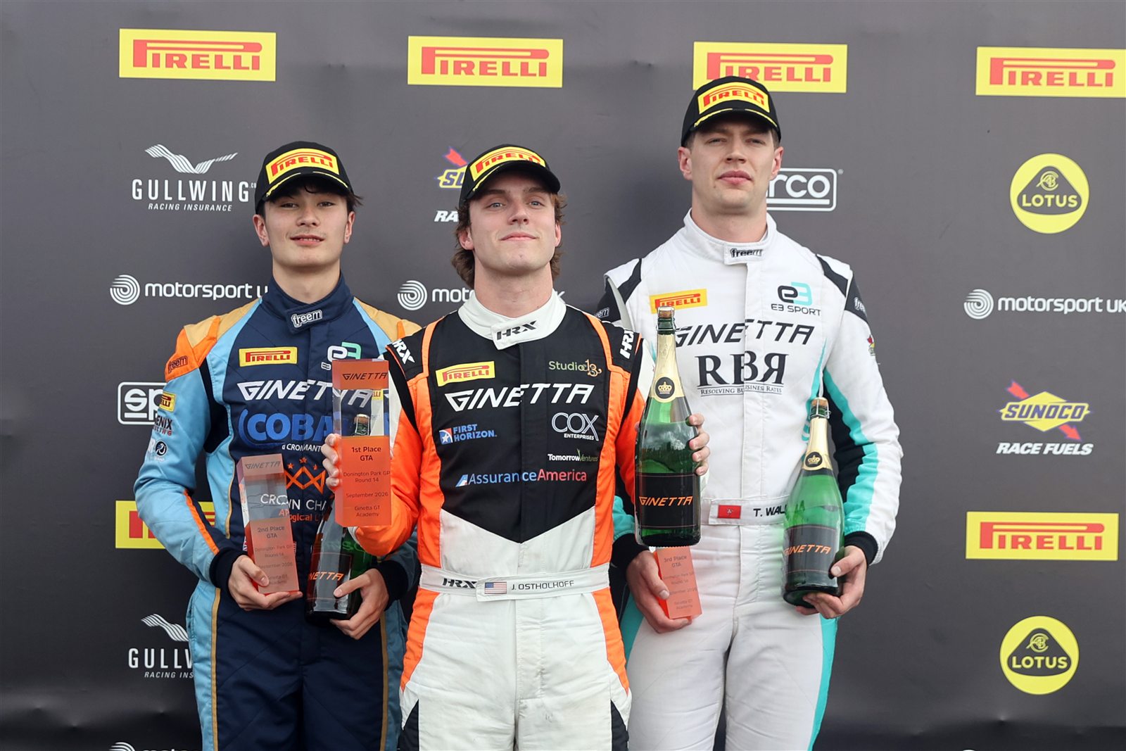 Andrew Robinson celebrating a GT Academy class podium at Donington